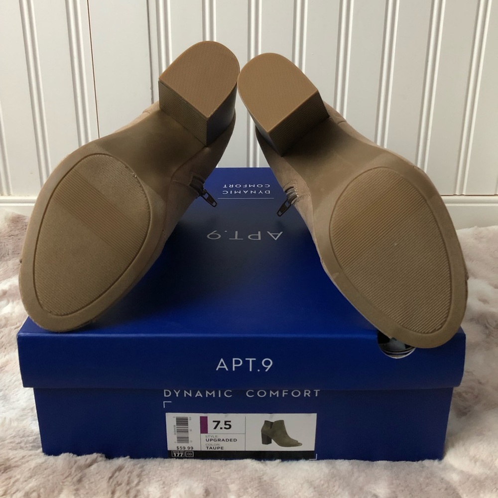 APT. 9 Taupe Peep Toe High Heel Ankle Boots - Picture 7 of 10